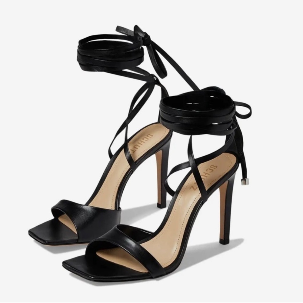 SCHUTZ Black Ankle Strap Heels